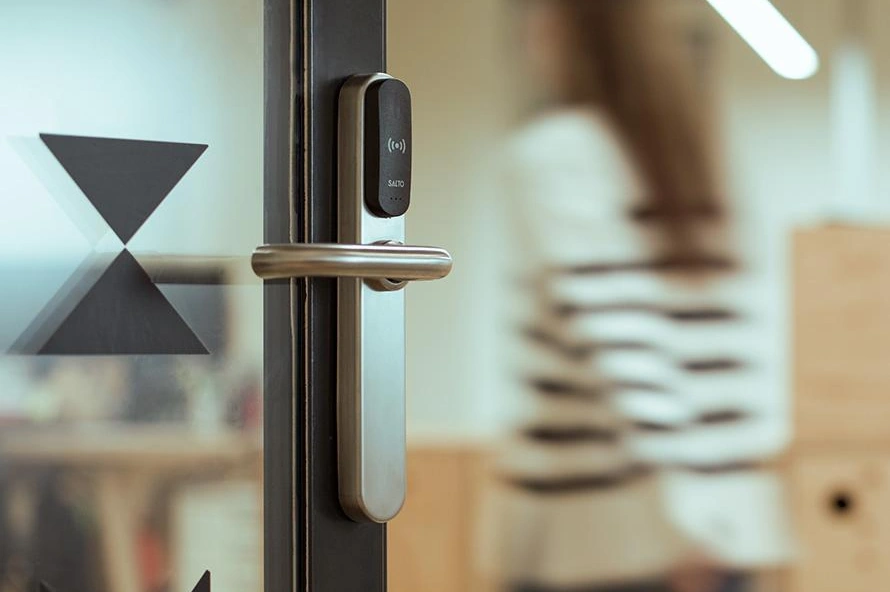 SALTO smart lock on a building door