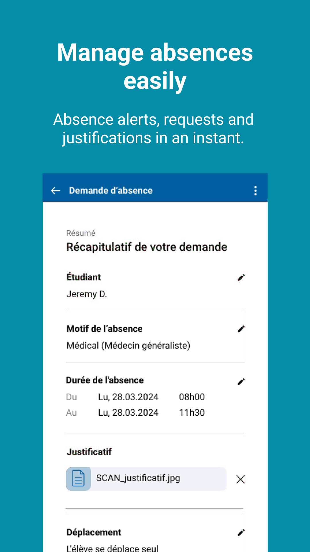 Absence reporting in one tap