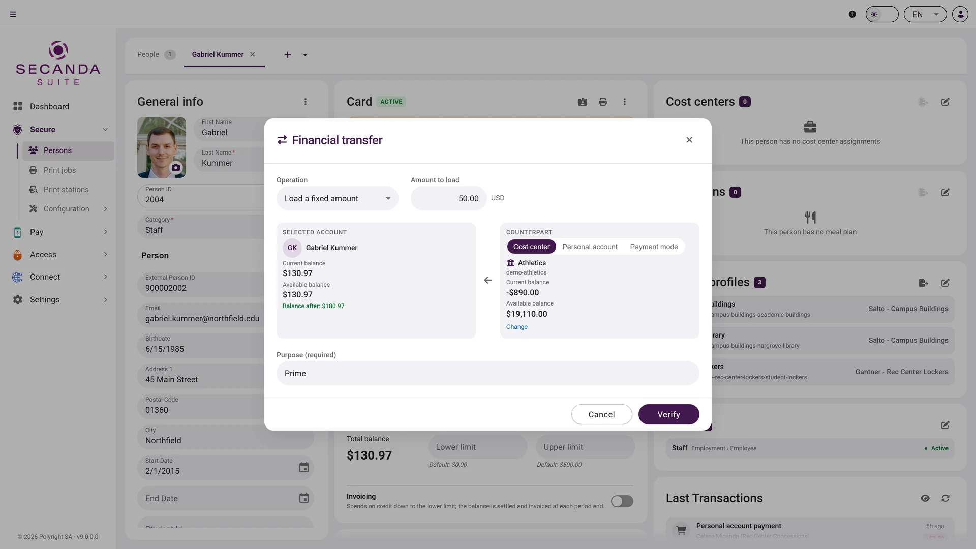Financial transfer