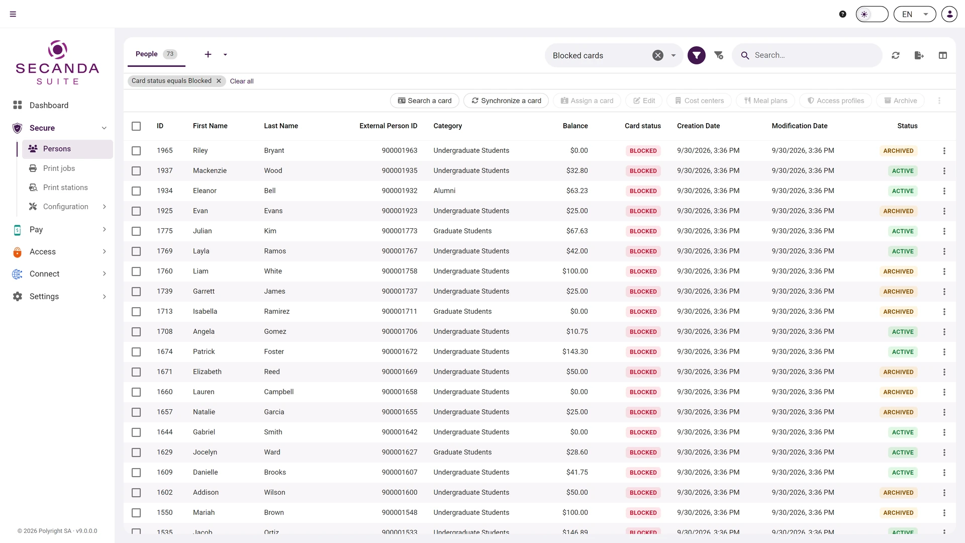 List and search